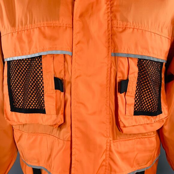 C2H4 Size S No Chill Orange Black Mixed Fabrics Polyester Windbreaker Jacket - Picture 2 of 9